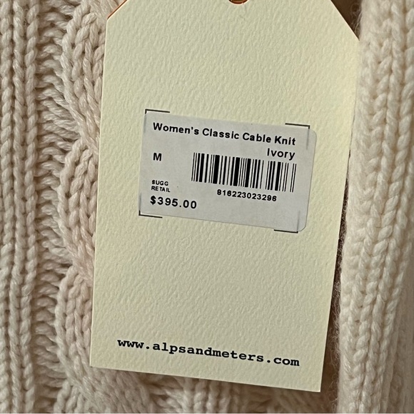 Alps and Meters Ivory Merino Wool/Cashmere Cable Knit Pullover M NWT ($395) - Picture 3 of 5